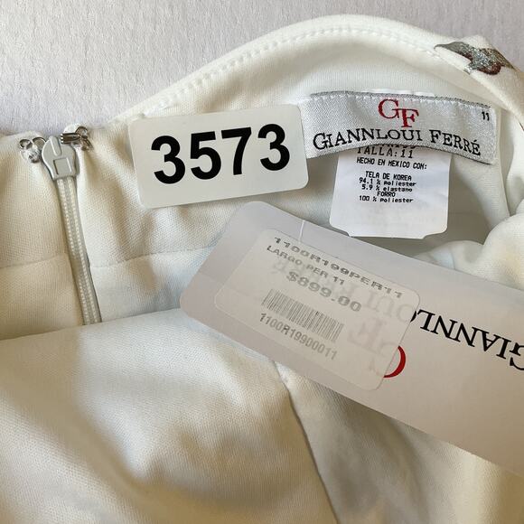 Giannloui Ferre Women Dress 11 White Floral A-Line R199 Sleeveless High Low - Picture 2 of 12